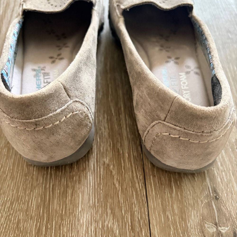 Skechers Bikers Shoes Women's Size 7 Gray Leather Relaxed Fit Slip On Loafers - Picture 7 of 9